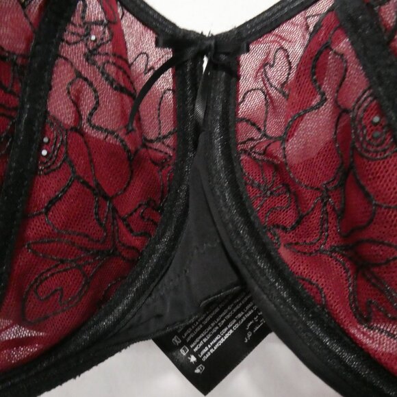 AG - ASHLEY GRAHAM | 40 DDD | Burgundy and Black Lace Accented Bra - Picture 8 of 16